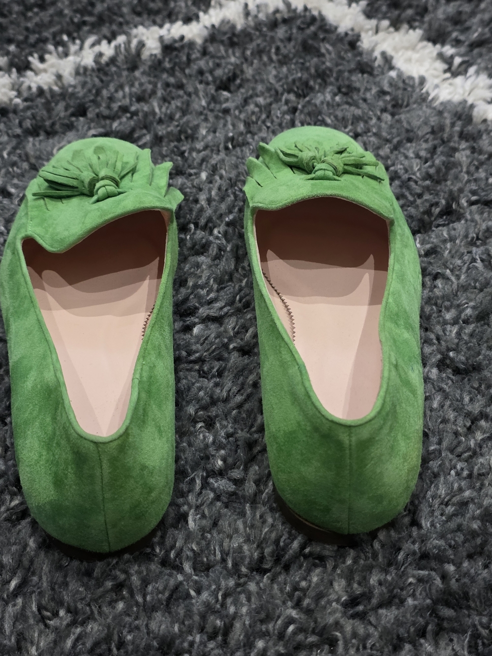 J. Crew Bright Green Suede Tassel Loafers Size 9 - Picture 6 of 9